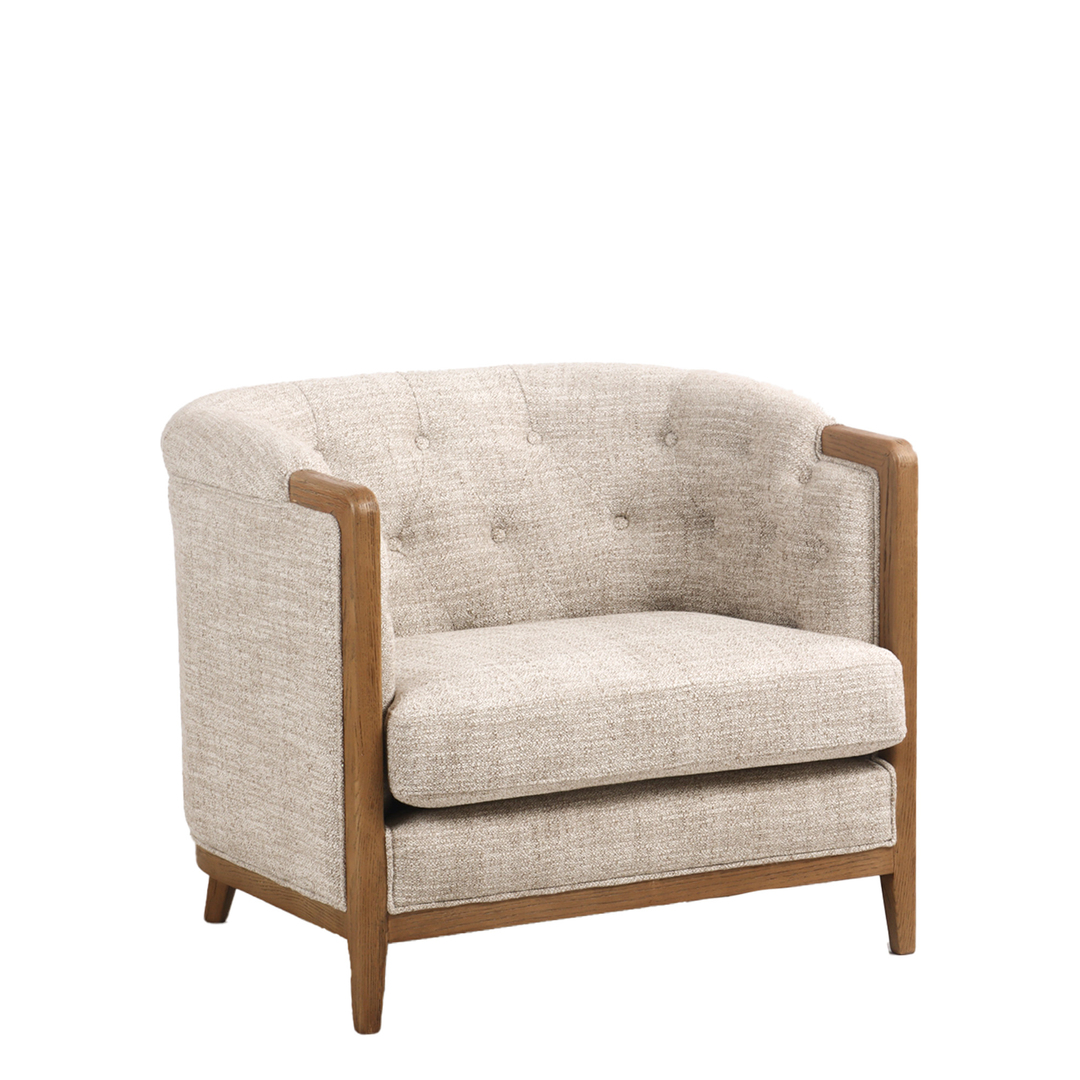 REGAL 1 SEATER SOFA - NATURAL WEAVE / HISTORY OAK image 0